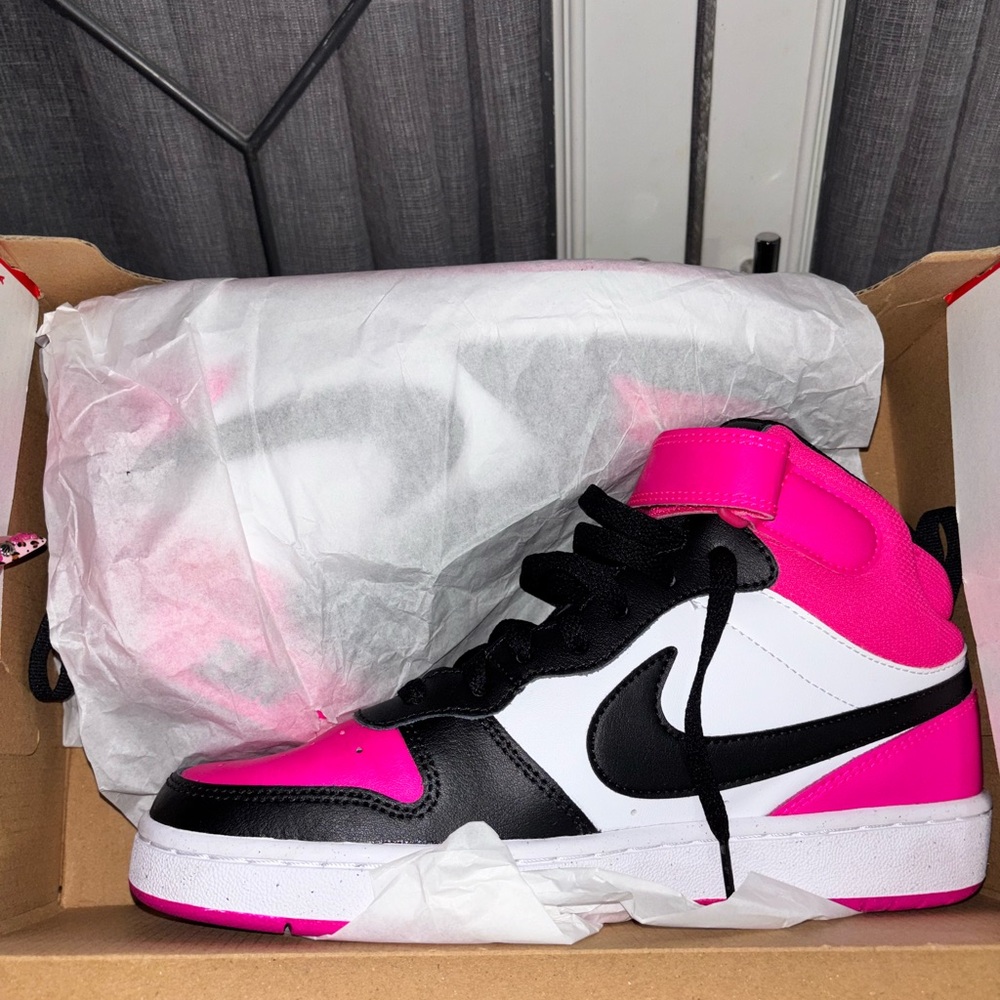 Nike Black and Pink High-Top Sneakers